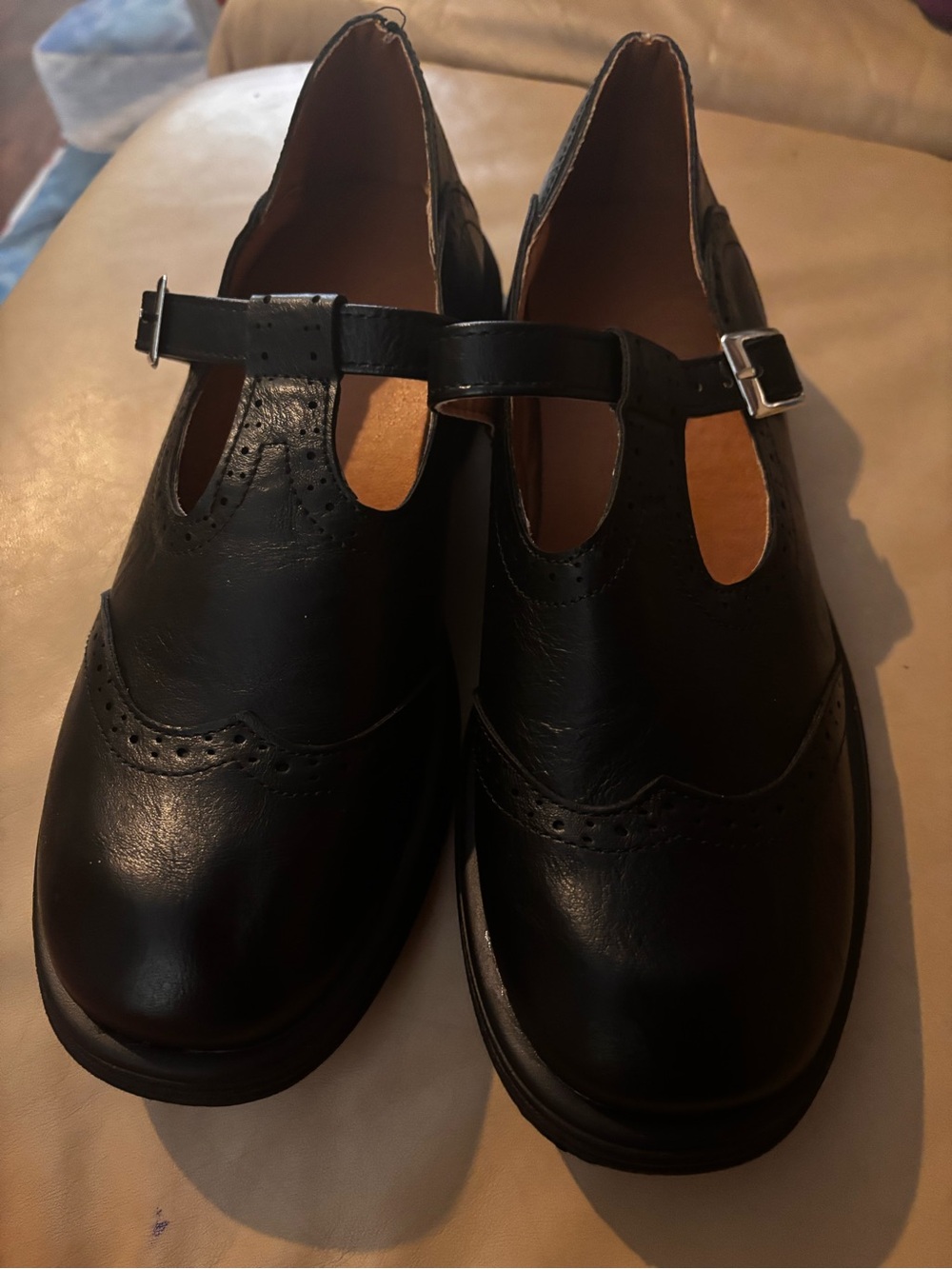 Women’s Black T-Strap Oxford Shoes - Classic Mary Jane Style